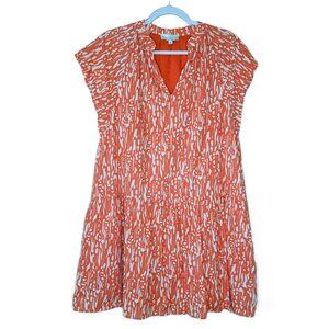 Pinch Boho Orange Cotton Drop Waist Cap Sleeves Mini Dress L Feminine